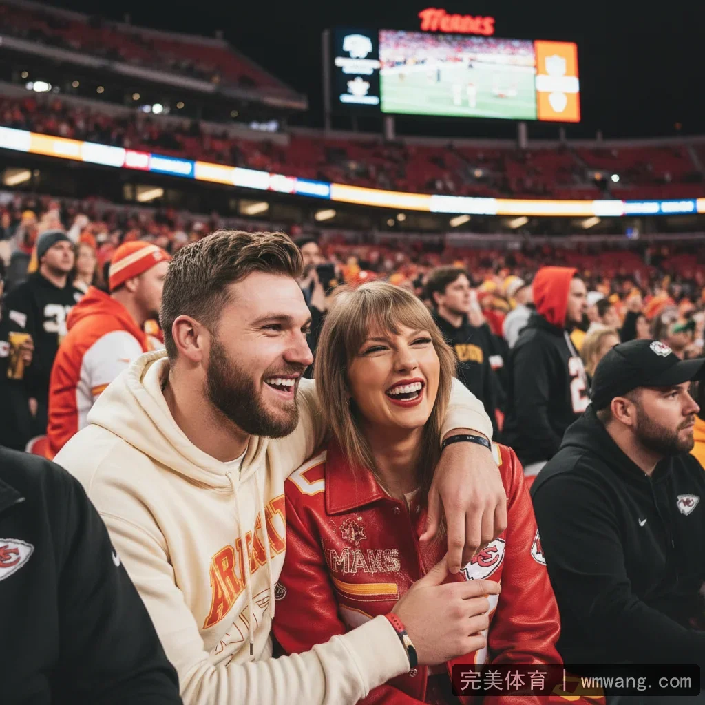 完美体育App - 泰勒·斯威夫特与特拉维斯·凯尔西恋情再掀热议，NFL比赛现场甜蜜互动引爆社交媒体